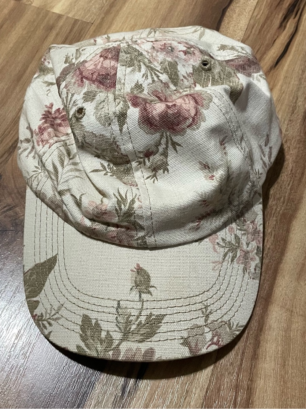 VTG 90s Made in USA Shabby Chic Floral Tapestry Baseball Cap Tucked Strap Hat OS